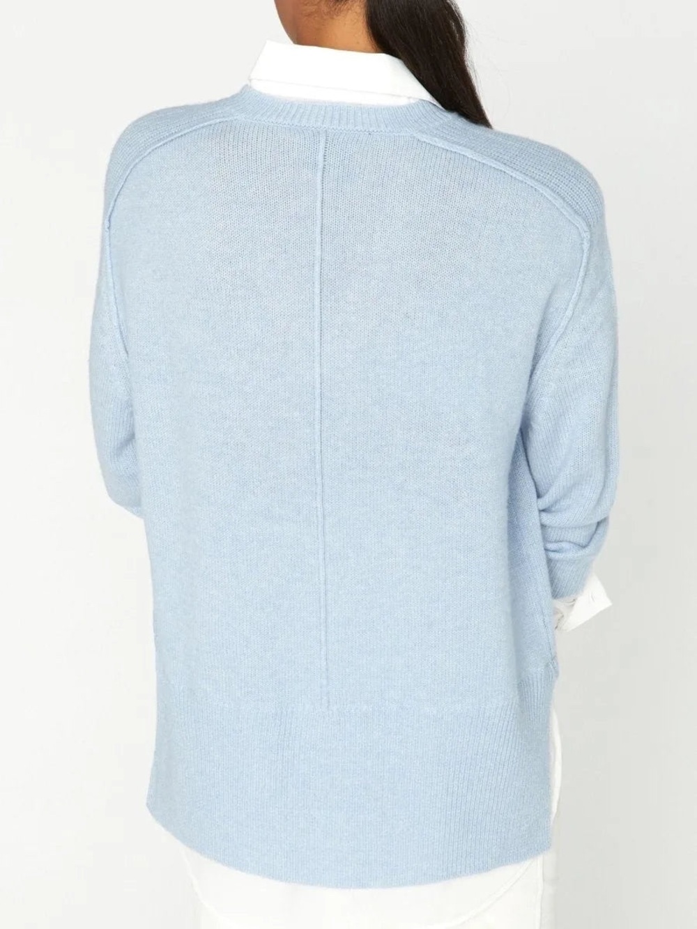 NEW Brochu Walker The Looker Layered V-Neck Wool Cashmere Sweater Skye Blue - Picture 10 of 16